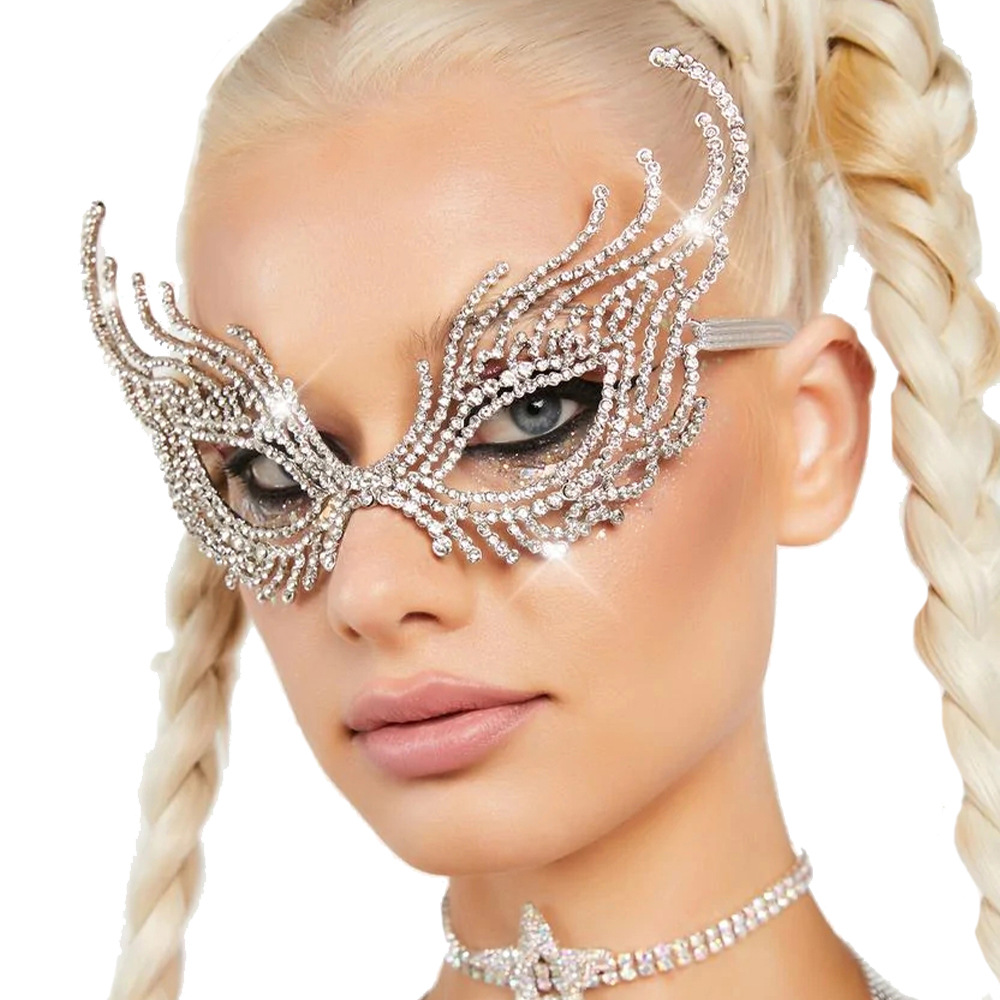 Luxury Costume Party Accessory Crystal Rhinestone Masquerade Eye Mask